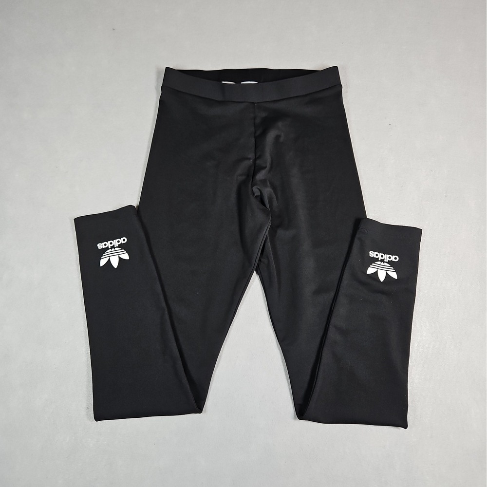 Adidas Originals Womens Black Trefoil Full Length Leggings Size Medium